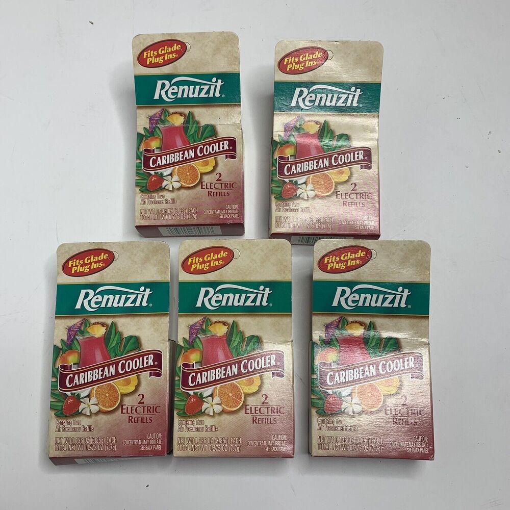 Lot Of 5 Renuzit  Aroma Caribbean Cooler 2 Electric Refills 2004 Discontinued